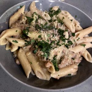 Penne carbonara, rich and tasty   at Vegano in Newcastle Upon Tyne