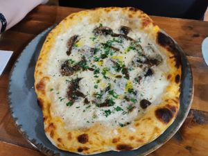 White truffle pizza at Vegano in Newcastle Upon Tyne