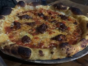 Nduja pizza with spicy smoky sausage   at Vegano in Newcastle Upon Tyne