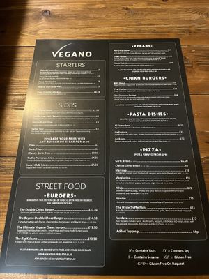 Menu  #Veganuary at Vegano in Newcastle Upon Tyne