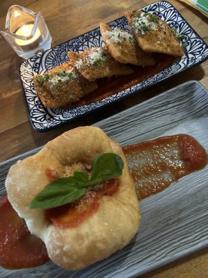Deep-fried pizza and ravioli  at Vegano in Newcastle Upon Tyne