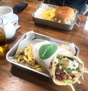 Chicken kebab with truffle Parmesan fries  at Vegano in Newcastle Upon Tyne