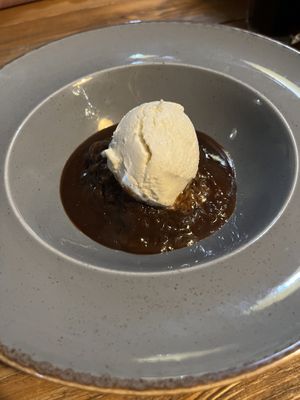 Sticky toffee pudding with caramel ice cream   at Vegano in Newcastle Upon Tyne