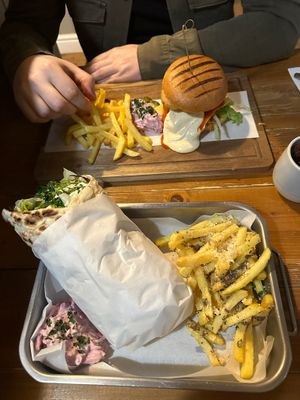 Chicken Kebab & Dunston Rocket (human fingers not vegan)  at Vegano in Newcastle Upon Tyne