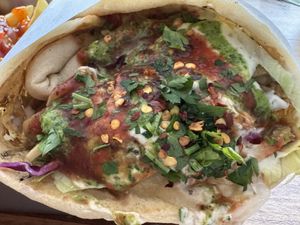 A close up of the fresh ingredients in my mixed kebab    at Vegano in Newcastle Upon Tyne