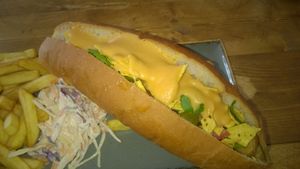 Chilli hot dog at Vegano in Newcastle Upon Tyne