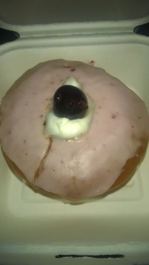 Black cherry and coconut cream donut at Vegano in Newcastle Upon Tyne