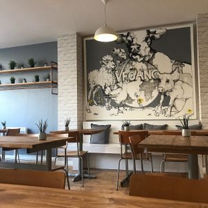 Painting on the wall at Vegano in Newcastle Upon Tyne