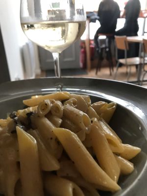 Pasta and wine at Vegano in Newcastle Upon Tyne