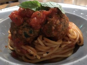 Meat ball marinara spaghetti  at Vegano in Newcastle Upon Tyne