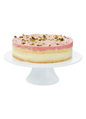 Vegan pie with lychee and raspberry  at De Bijenkorf in Utrecht