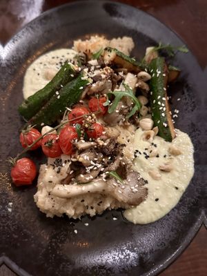 Oyster mushrooms with celeriac purée   at Focus Foodbar in Tilburg