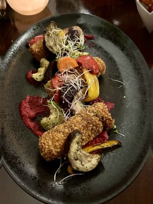 Sweet potato and carrot risotto croquettes   at Focus Foodbar in Tilburg