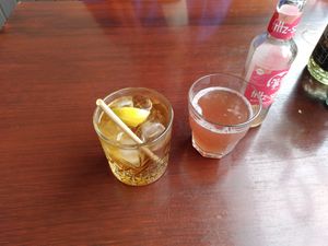 Homemade ice tea and Fritz at Focus Foodbar in Tilburg