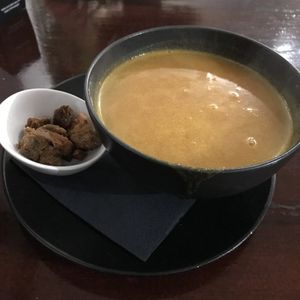 Lovely pumpkin soup, spicey and sweet at Focus Foodbar in Tilburg