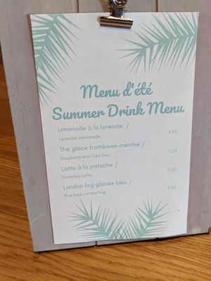 summer drinks menu at Pastel & Coco in Gatineau