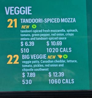 Veggie Options at Subway in Caledonia