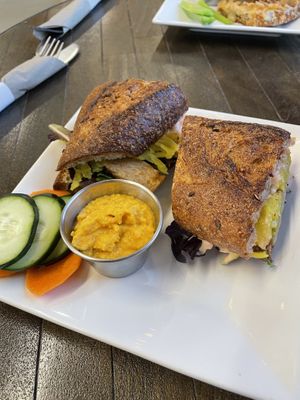 Vegan Reuben with veggies and hummus at The Stand Vegan Cafe in Fairfield