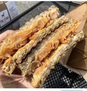 Buffalo jackfruit grilled cheese, definitely dip in the bleu cheese sauce - divine!  at The Stand Vegan Cafe in Fairfield