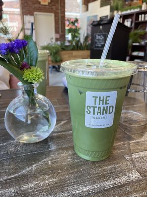 Iced matcha latte  at The Stand Vegan Cafe in Fairfield