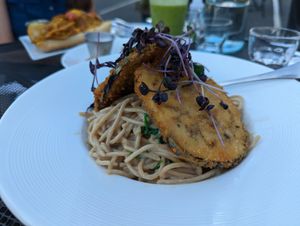 Cacio e pepe at The Stand Vegan Cafe in Fairfield