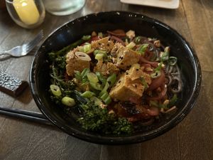 Sticky Tofu and soba noodles  at The Stand Vegan Cafe in Fairfield