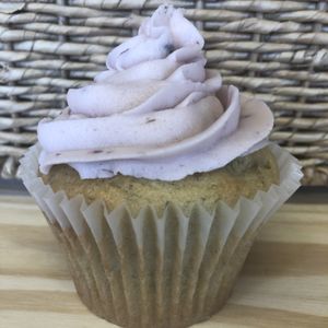 Lemon Lavender Cupcake with Blueberry Lavender Buttercream at The Stand Vegan Cafe in Fairfield