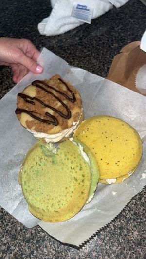 Lemon poppy seed, shamrock, and crumb pies. at Shuga Pie Shop in Babylon