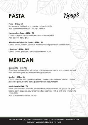 Pasta & Mexican Food at Bongs in Koh Rong