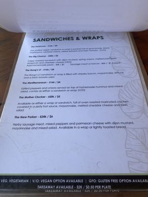 The full menu (Mar 2024)   at Bongs in Koh Rong