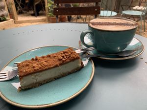Cappuccino and biscoff cheese cake at The Canteen in Nailsworth