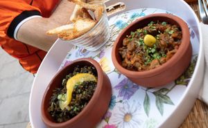 Bakoula and zalouk at Veggie Pause  in Fes