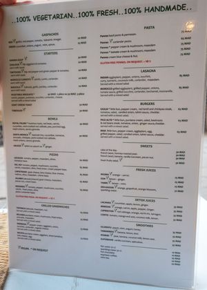 Menu at Veggie Pause  in Fes