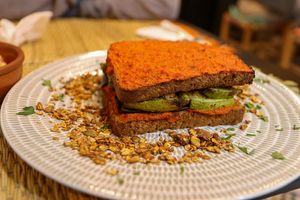 oven baked bread with vegetables at Veggie Pause  in Fes