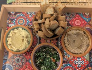 Hummus plate at Veggie Pause  in Fes
