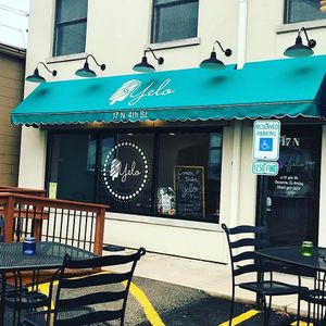 Outdoor eating area for the warmer months! Great place for an artisan popsicle or bubble tea on a sunny day! at Yelo in Geneva