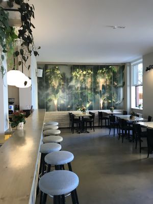 Sitting inside  at Mahalo Poke Corner in Mannheim