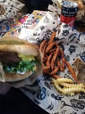 London burger with sweet fries at Bastard Burgers - Liljeholmstorget in Stockholm