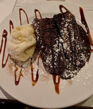 Warm vegan chocolate cake and ice cream at Grappolo in Huddersfield