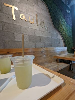 Cucumber lemonade at Taula Fresh Cut Mediterranean in Miami