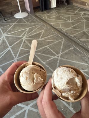 Cookie butter (left) and samosa (right)   at Plant+Love Ice Cream in St Petersburg