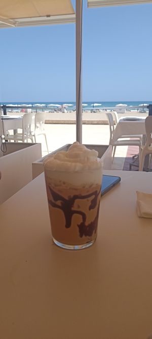 Iced coffee with soy milk at Xaloc Lounge in Alicante