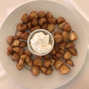 Wrinkled potatoes with a vegan dip ❤️ So good!  at Xaloc Lounge in Alicante