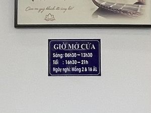 Opening hours  at Quán Chay Thiên Phước Quang in Da Nang