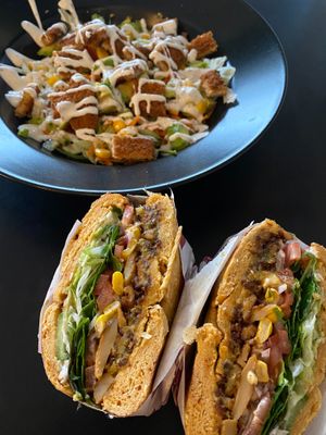 VEGGIE BAGEL AND VEGAN SALAD at Cafe K in Fredericia