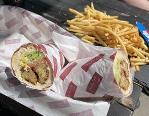 Falafel wrap and fries - Cafe K, Fredericia  at Cafe K in Fredericia