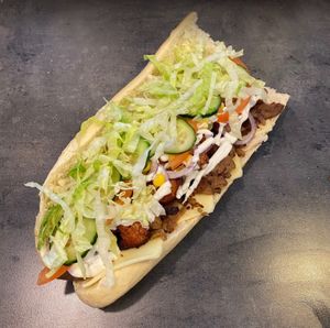 Vegan kebab sandwich at Cafe K in Fredericia