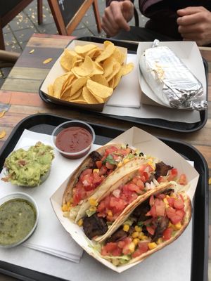 tacos, nachos, burrito, and sauces at BABs Burritos in Maastricht