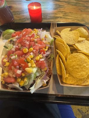 Vegan burrito bowl and nachos   at BABs Burritos in Maastricht