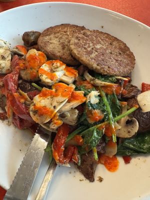 Breakfast hash with vegan sausage   at Avalon - Woodward Ave in Detroit